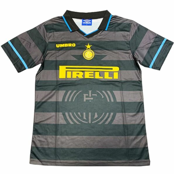Camisa reserva do Inter de Milão 1997/98, preta e cinza