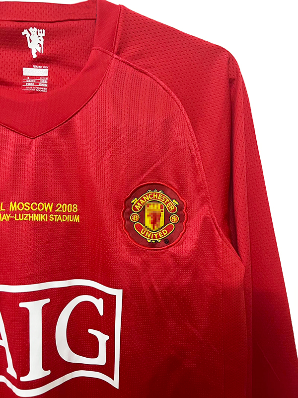 Camiseta Manchester United Primera Equipación 2007/08 de Liga de Campeones de la UEFA, Manga Larga-6-