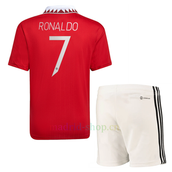 Cristiano Ronaldo Manchester United Camisa Home 2022/23 Infantil Liga dos Campeões