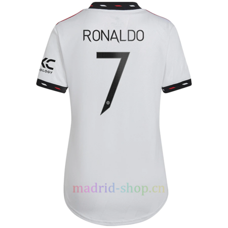 Camiseta Cristiano Ronaldo Manchester United Segunda Equipación 2022/23 Mujer Champions League
