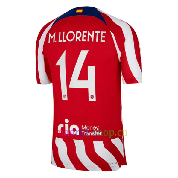 Marcos Llorente Atlético de Madrid First Kit Shirt 2022/23 Versão Jogador Liga dos Campeões