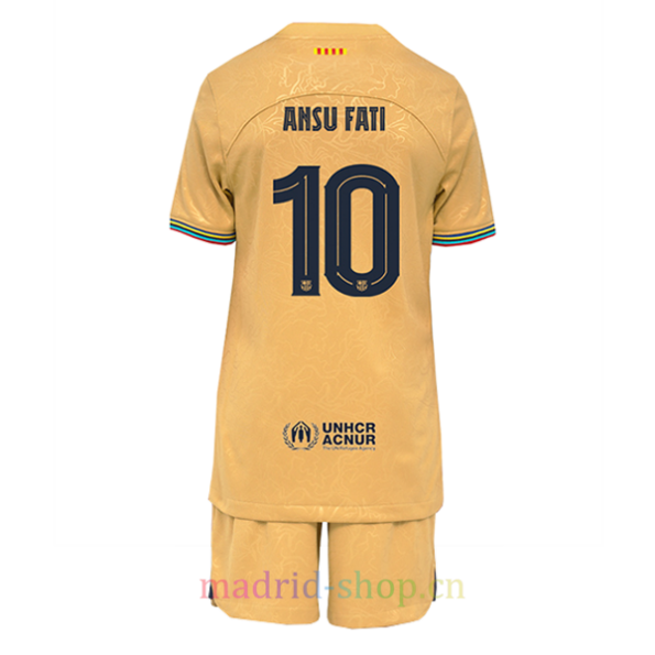 Conjunto de Camisetas Ansu Fati Barça Segunda Equipación 2022/23 Niño