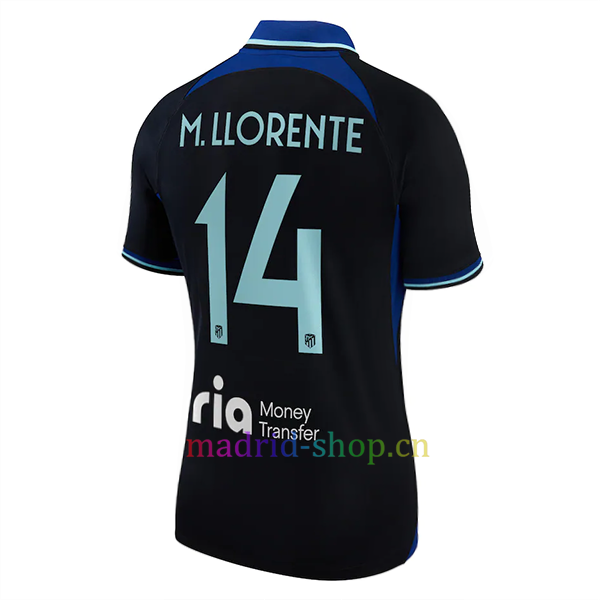 Camiseta Marcos Llorente Atlético de Madrid Segunda Equipación 2022/23 Mujer Champions League | madrid-shop.cn