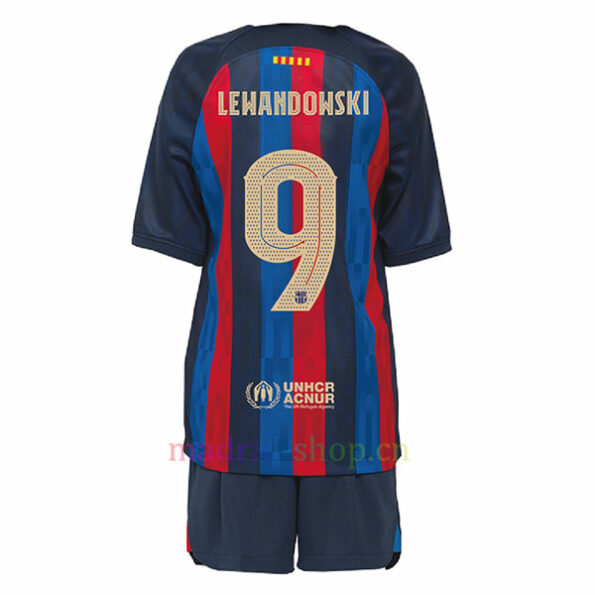 Conjunto de Camisas Lewandowski Barça Primeiro Equipamento 2022/23 Infantil