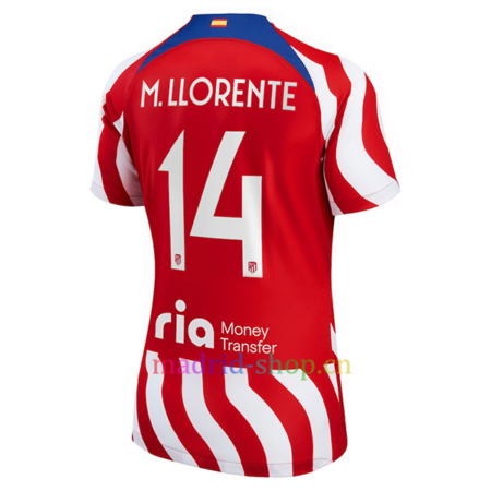 Camiseta Marcos Llorente Atlético de Madrid Primera Equipación 2022/23 Mujer Champions League | madrid-shop.cn