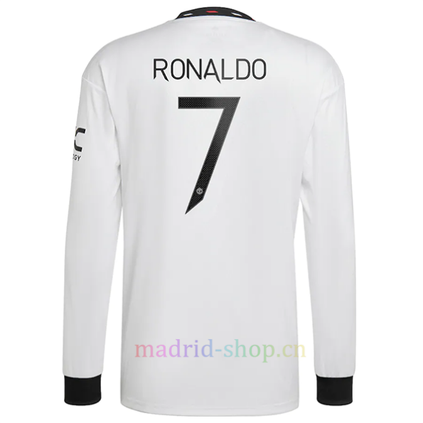 Camiseta Manga Larga Cristiano Ronaldo Manchester United Segunda Equipación 2022/23 Champions League