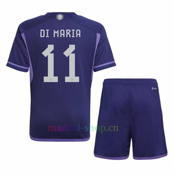 Conjunto de camisetas infantis Di María Argentina Away 2022
