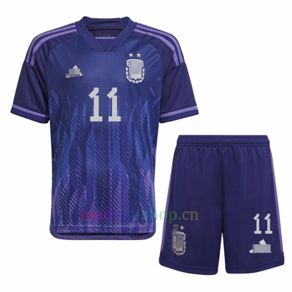 Conjunto de camisetas infantis Di María Argentina Away 2022