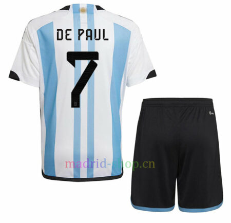 Conjunto de Camisetas Rodrigo De Paul Argentina Primera Equipación 2022 Niño