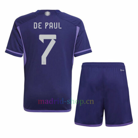Conjunto de Camisetas Rodrigo De Paul Argentina Segunda Equipación 2022/23 Niño | madrid-shop.cn