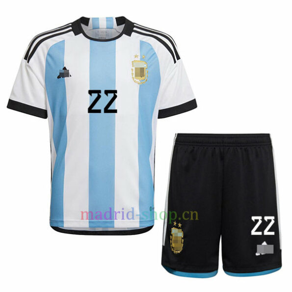 Conjunto de Camisetas de L. Martínez Argentina Primera Equipación 2022 Niño