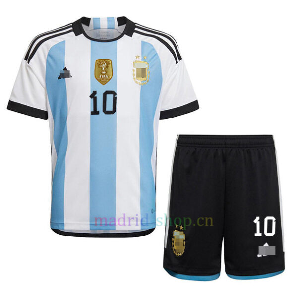 Ensemble de maillots signés Messi Argentine Domicile 2022 Enfant