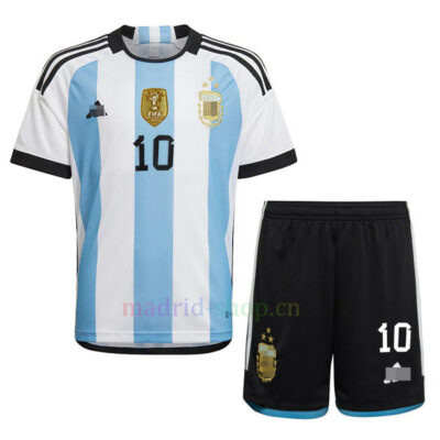 Conjunto de Camisetas Messi Argentina 3 Estrellas Primera Equipación 2022/23 Niño | madrid-shop.cn