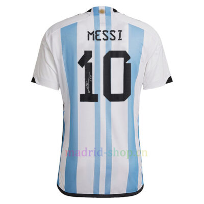 Camiseta Firmada Messi Argentina 3 Estrellas Primera Equipación 2022 Copa Mundial | madrid-shop.cn
