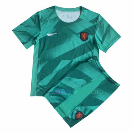 Conjunto de Camiseta Portero Femenina de Países Bajos 2023 Niño