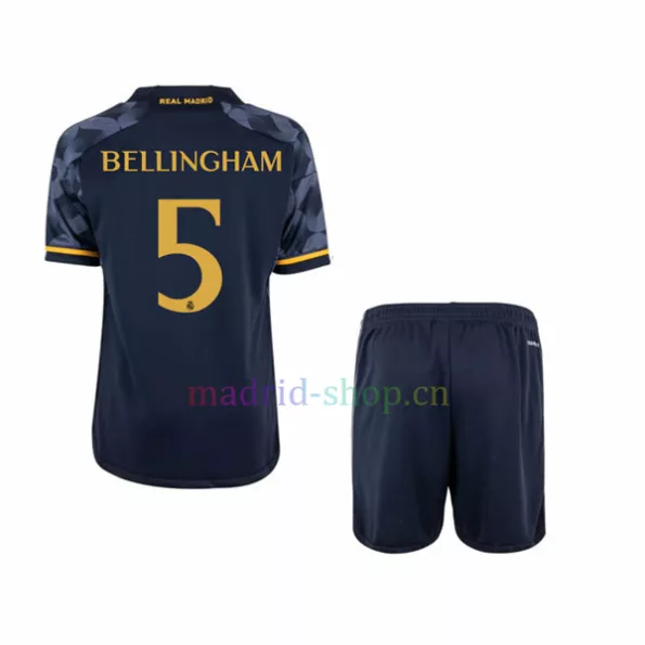 Conjunto de camisa alternativa do Bellingham Real Madrid 2023-24 infantil