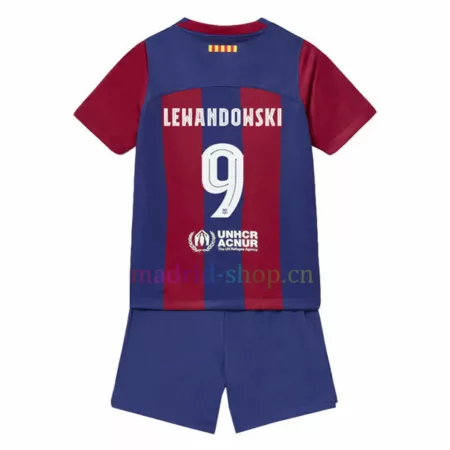 Conjunto de Camiseta Lewandowski Barça Primera Equipación 2023-24 Niño UCL
