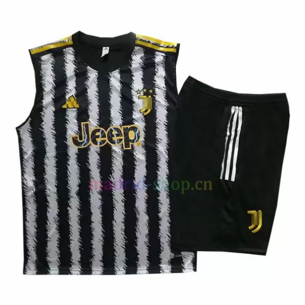 Camiseta de Entrenamiento Juventus 2023-24 Kit Sin Mangas Negro y Blanco