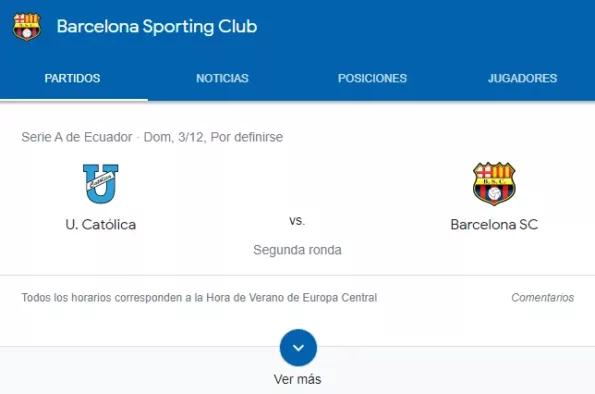 A qué hora juega Barcelona Sporting Club-3-
